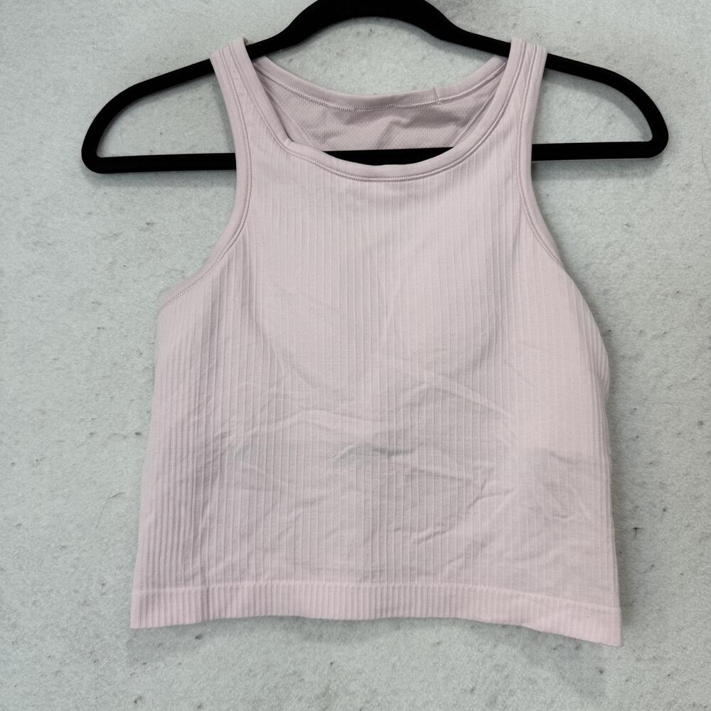 Lululemon Sports Bra Womens 6 Pink Ribbed Racerback Longline Yoga Top LW1CJUS-03